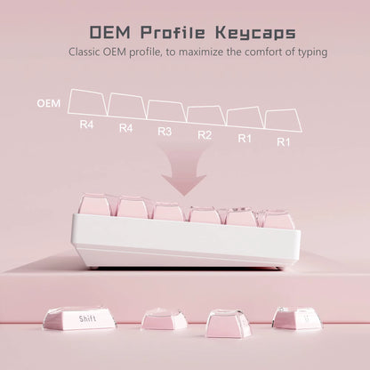 113 Key Jelly round Side Keycaps Ice Crystal Translucent Pink OEM Profile Key Cap for Cherry MX 61 68 104 Mechanical Keyboard