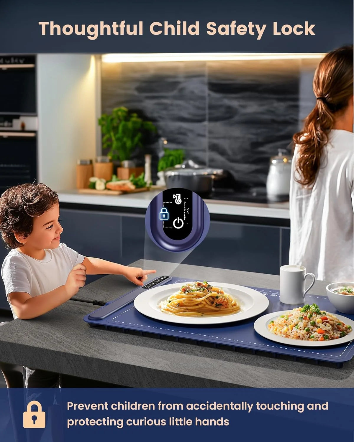 Food Warming Mat, Foldable Roll up Silicone Electric Warming Tray with 4 Level Temperature for Parties Home Travel