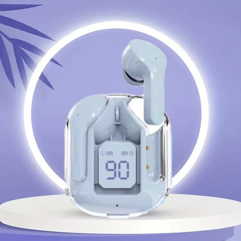 Original T2 Wireless Bluetooth Earphone Transparent HIFI Headphones LED Power Digital Display Stereo Sound Earphones for Xiaomi