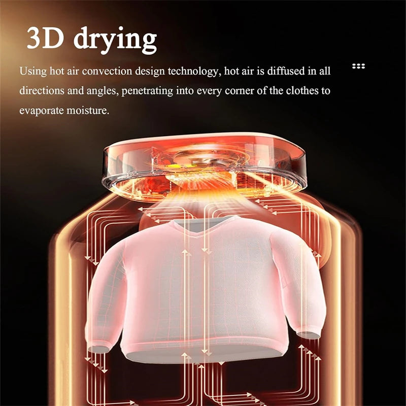 [US Direct] Large Capacity 3D Hugging Flexible Folding Dryer Quick Drying Constant Temperature Double Sterilization Clothes Dryer