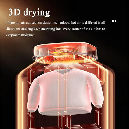 [US Direct] Large Capacity 3D Hugging Flexible Folding Dryer Quick Drying Constant Temperature Double Sterilization Clothes Dryer