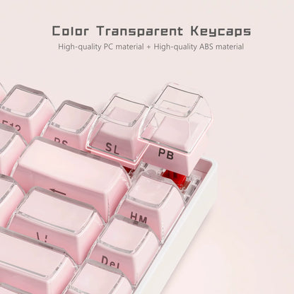 113 Key Jelly round Side Keycaps Ice Crystal Translucent Pink OEM Profile Key Cap for Cherry MX 61 68 104 Mechanical Keyboard
